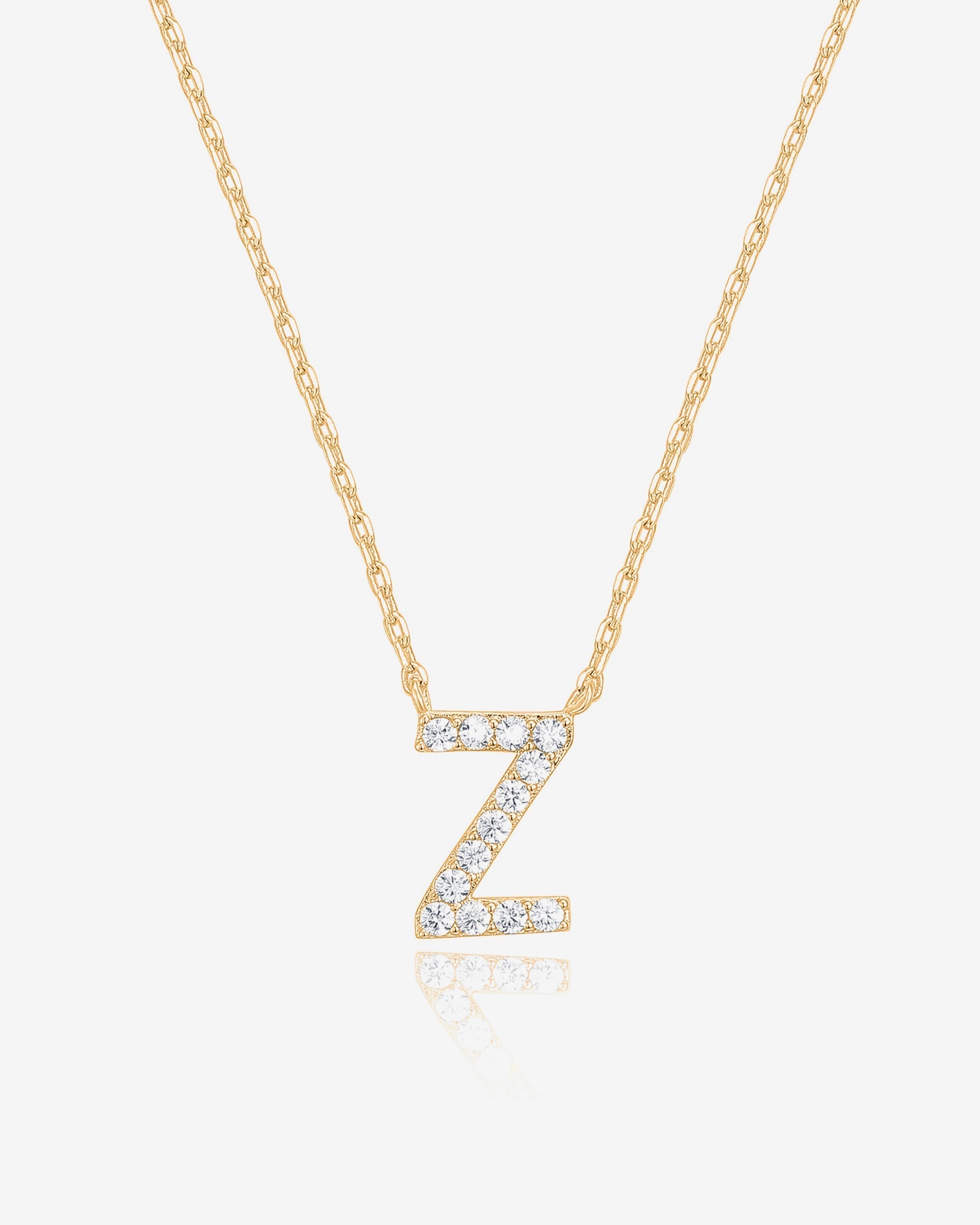 Initial Pendant Necklace with Cubic Zirconia