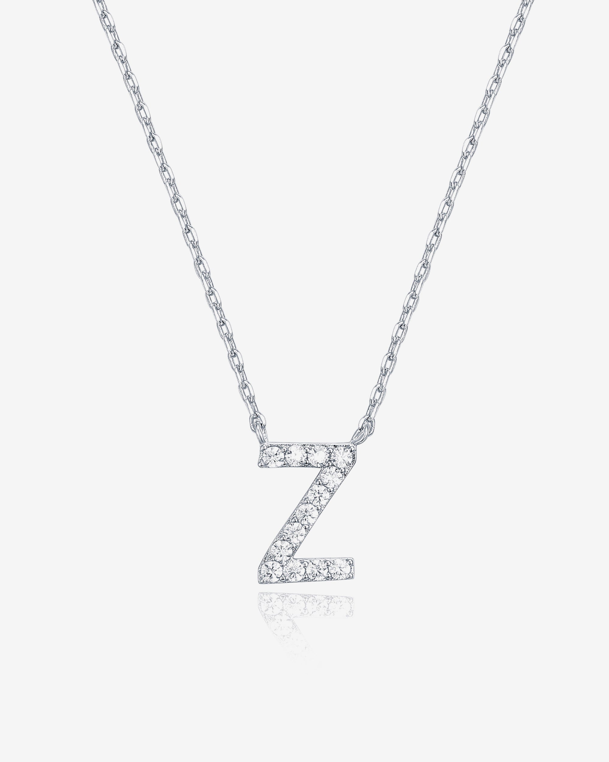 Initial Pendant Necklace with Cubic Zirconia
